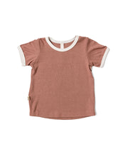 Load image into Gallery viewer, rib knit tee - walnut with contrast