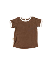 Load image into Gallery viewer, rib knit tee - mocha with contrast