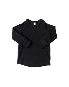 rib knit long sleeve tee - black