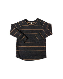 rib knit long sleeve tee - anthracite camel stripe