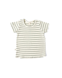rib knit tee - wide evergreen stripe