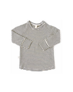 rib knit long sleeve tee - narrow natural stripe