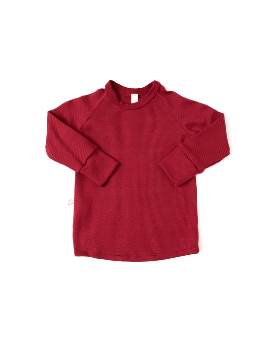 rib knit long sleeve tee - scarlet