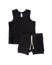 Load image into Gallery viewer, rib knit shorts - jet black