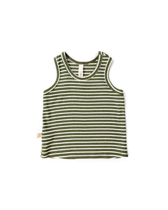rib knit tank top - evergreen inverse stripe