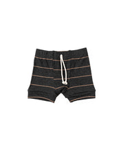 Load image into Gallery viewer, rib knit shorts - anthracite camel stripe