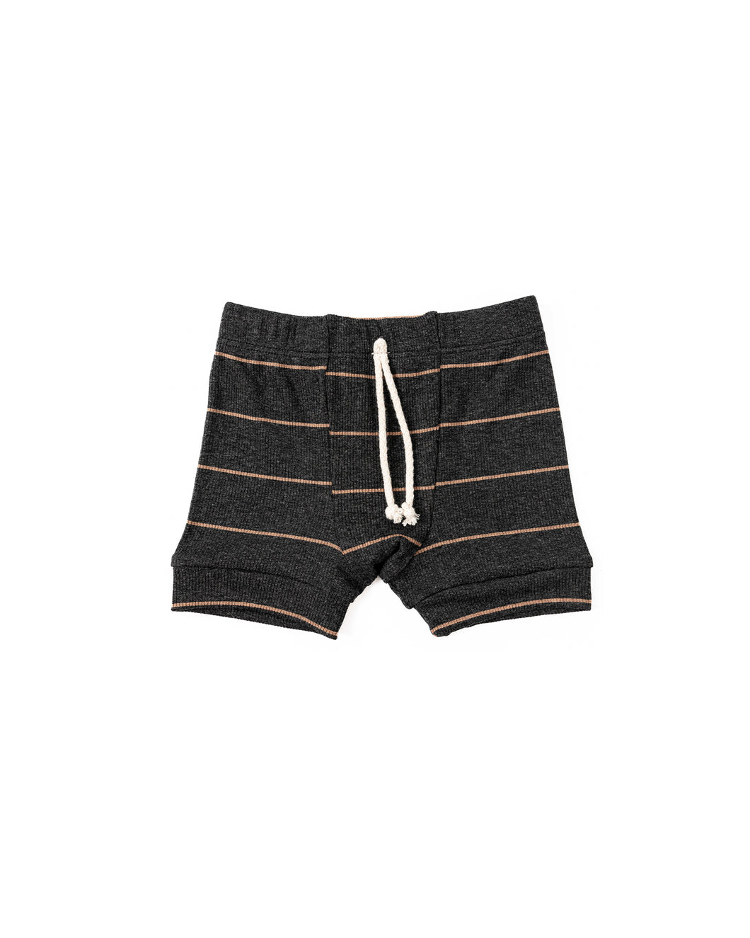 rib knit shorts - anthracite camel stripe