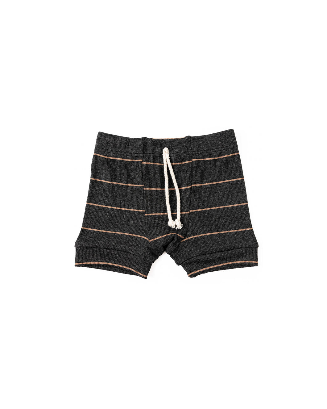 rib knit shorts anthracite camel stripe Childhoods Clothing