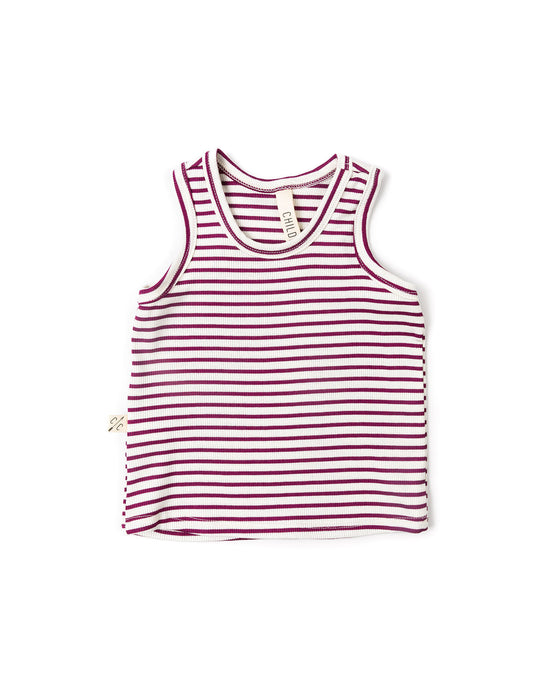 rib knit tank top - mulberry stripe