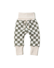Load image into Gallery viewer, skinny sweats - vetiver checkerboard