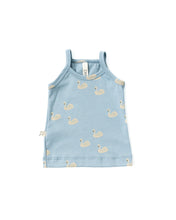 Load image into Gallery viewer, rib knit camisole - swans on dusty blue