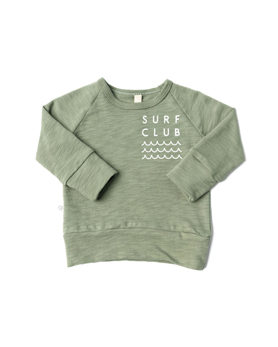 slub pullover crew - surf club on fern