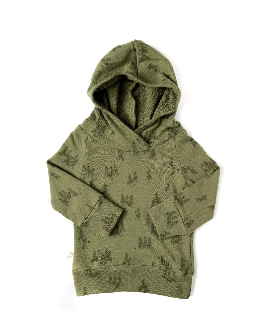 trademark raglan hoodie - trees on olive