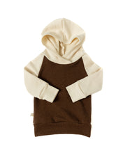 Load image into Gallery viewer, colorblock trademark raglan hoodie - mocha and natural