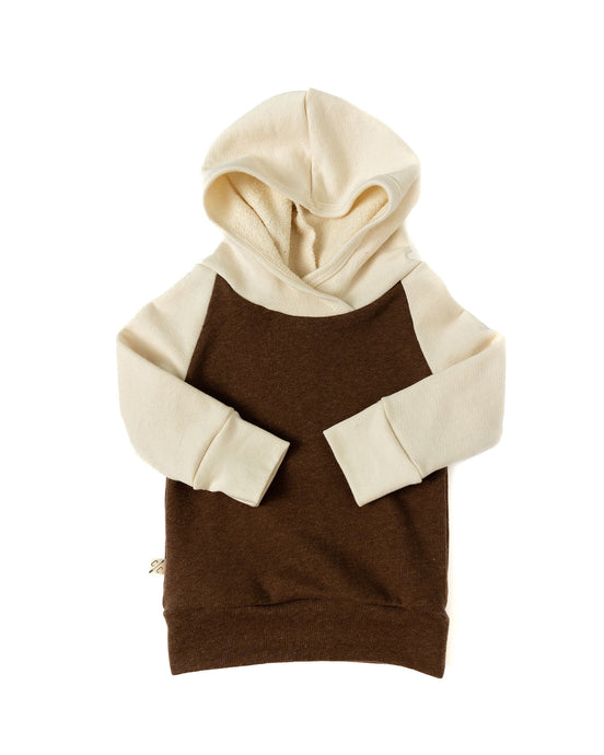 colorblock trademark raglan hoodie - mocha and natural