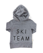 Load image into Gallery viewer, trademark raglan hoodie - ski team on athletic gray