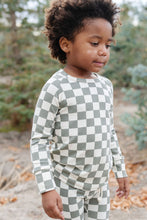 Load image into Gallery viewer, rib knit long sleeve tee - vetiver checkerboard