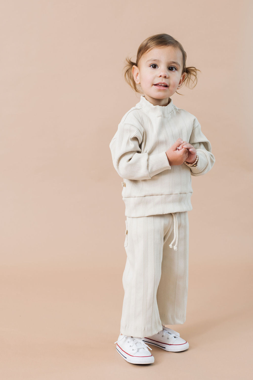 rib knit lounge set bottoms - canvas