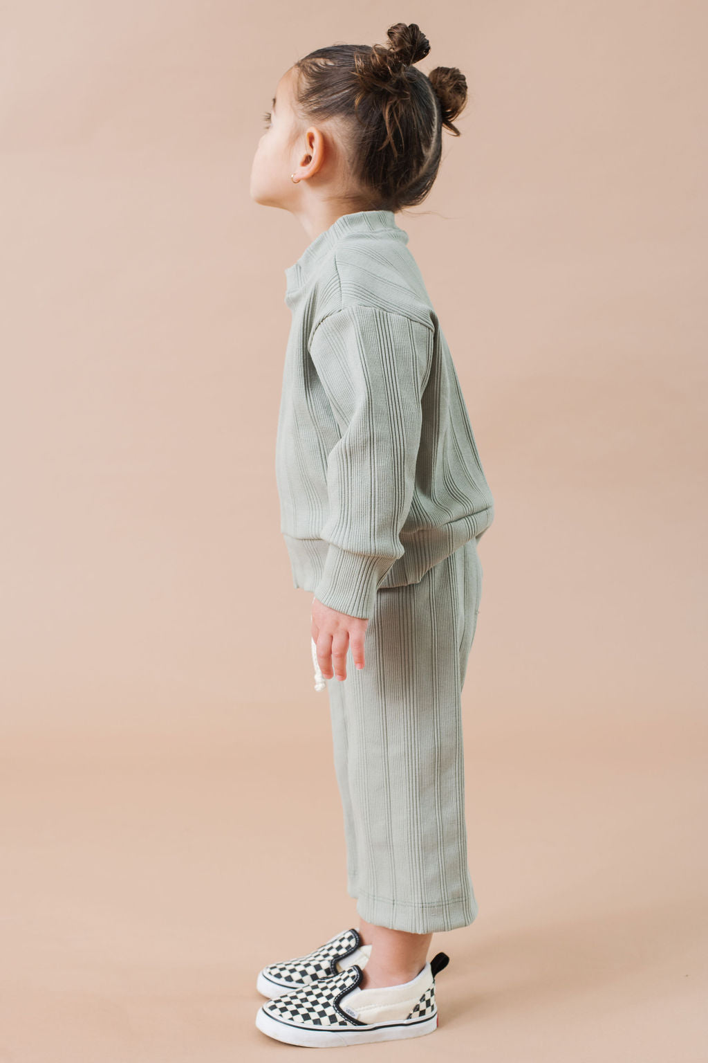 rib knit lounge set bottoms - clary sage