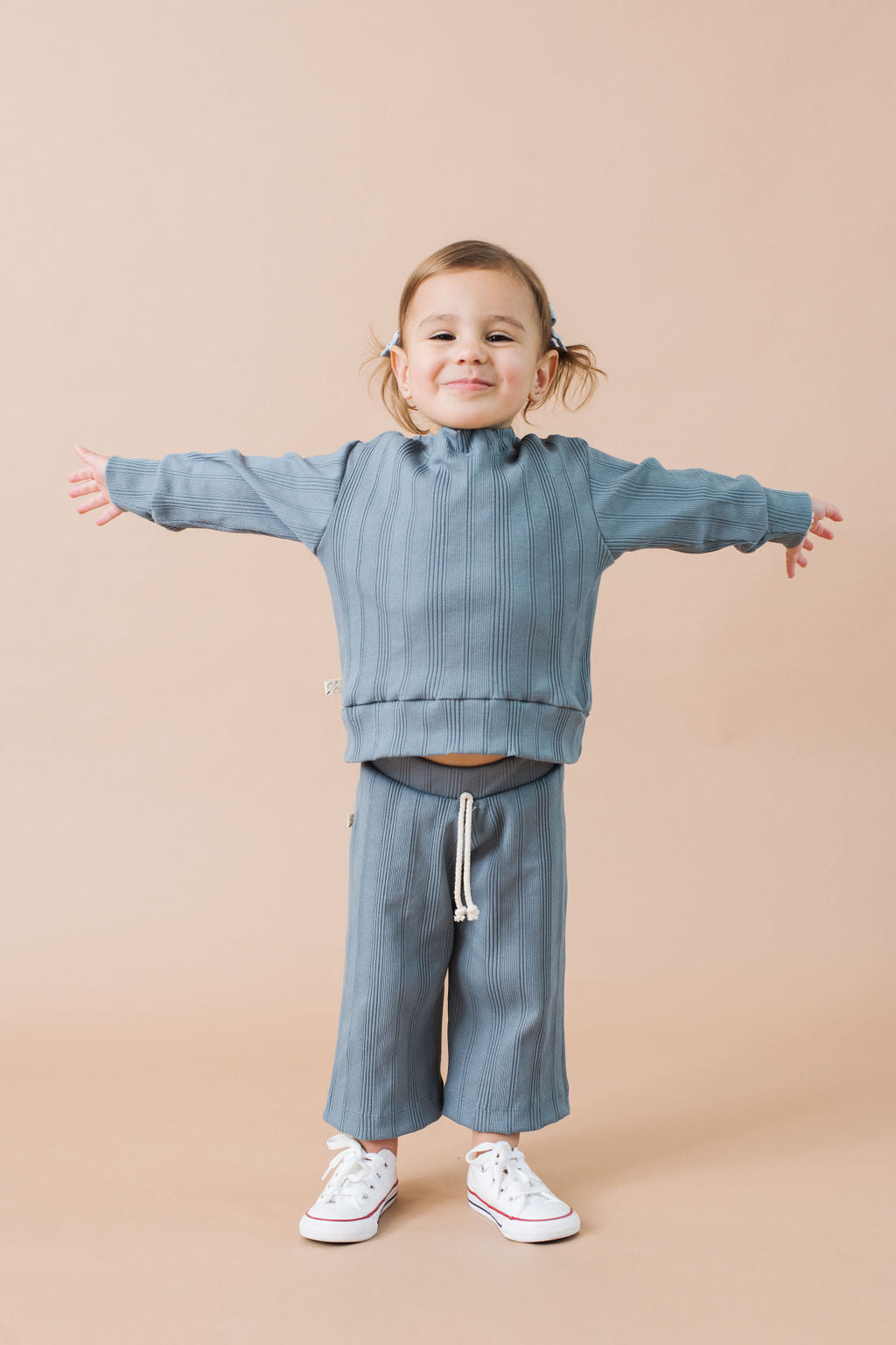 rib knit lounge set bottoms - pacific