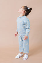 Load image into Gallery viewer, rib knit lounge set top - swans on dusty blue