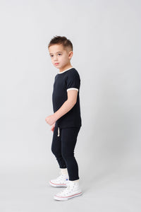 rib knit pant - black 1x1 with contrast