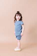 Load image into Gallery viewer, rib knit shorts - pigeon blue