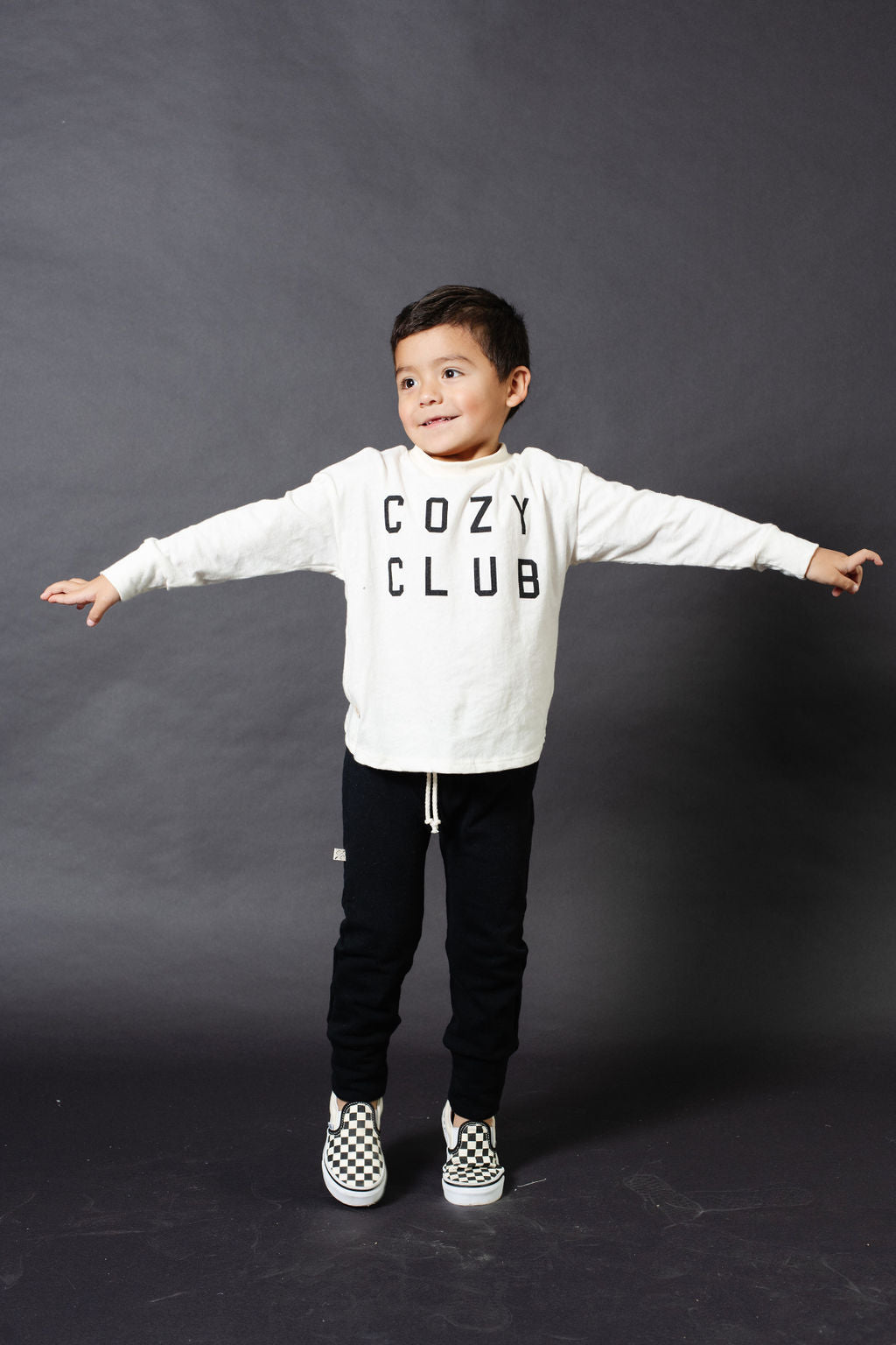 boxy long sleeve tee - cozy club on natural