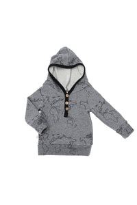 henley hoodie - maps on heather gray