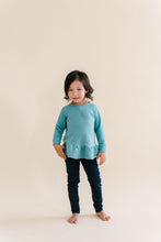 Load image into Gallery viewer, peplum crew - oil blue